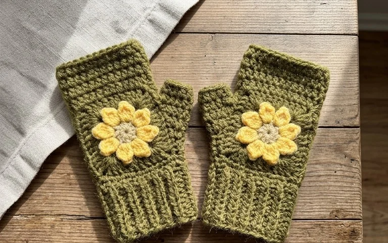5 Free Fingerless Flower Gloves Patterns: Easy Crochet
