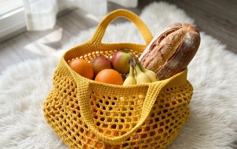 10-in-1 Foldable Fruit Market Bag Free Crochet Pattern