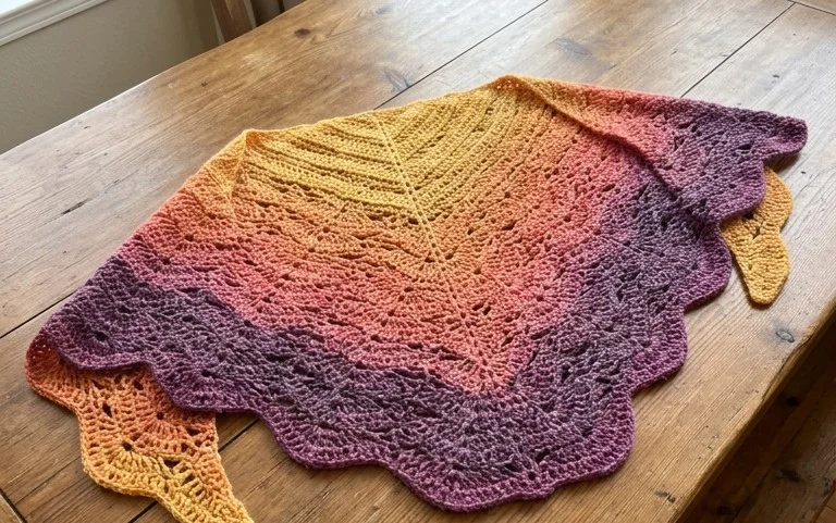 Sunset Ombre Butterfly Wrap: Free Easy Crochet Pattern